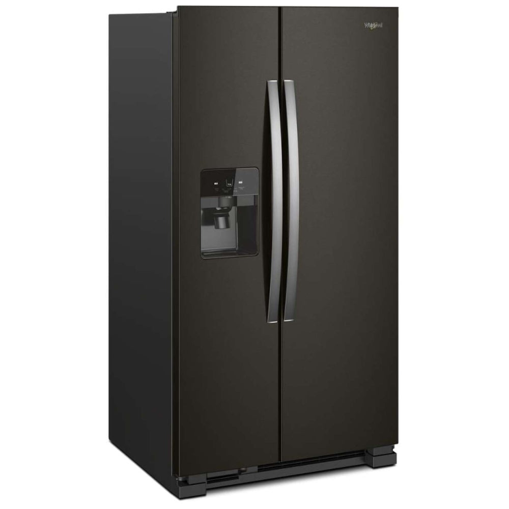 Whirlpool WRS325SDHV Side by Side Refrigerator, 36 inch Width, Ice Dispenser (Thru Door), Water Dispenser (Exterior), 25 cu. ft. Capacity, Black Stainless Steel colour