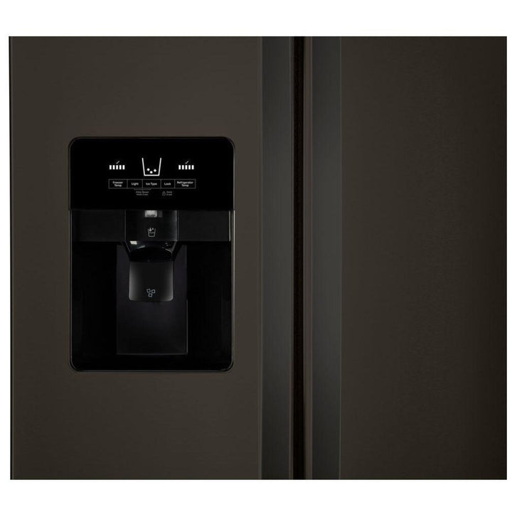 Whirlpool WRS325SDHV Side by Side Refrigerator, 36 inch Width, Ice Dispenser (Thru Door), Water Dispenser (Exterior), 25 cu. ft. Capacity, Black Stainless Steel colour