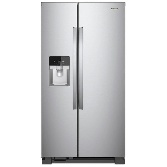 Whirlpool WRS325SDHZ Side by Side Refrigerator, 36 inch Width, Ice Dispenser (Thru Door), Water Dispenser (Exterior), 25 cu. ft. Capacity, Stainless Steel color REFURBISEHED 1 YEAR WARRANTY