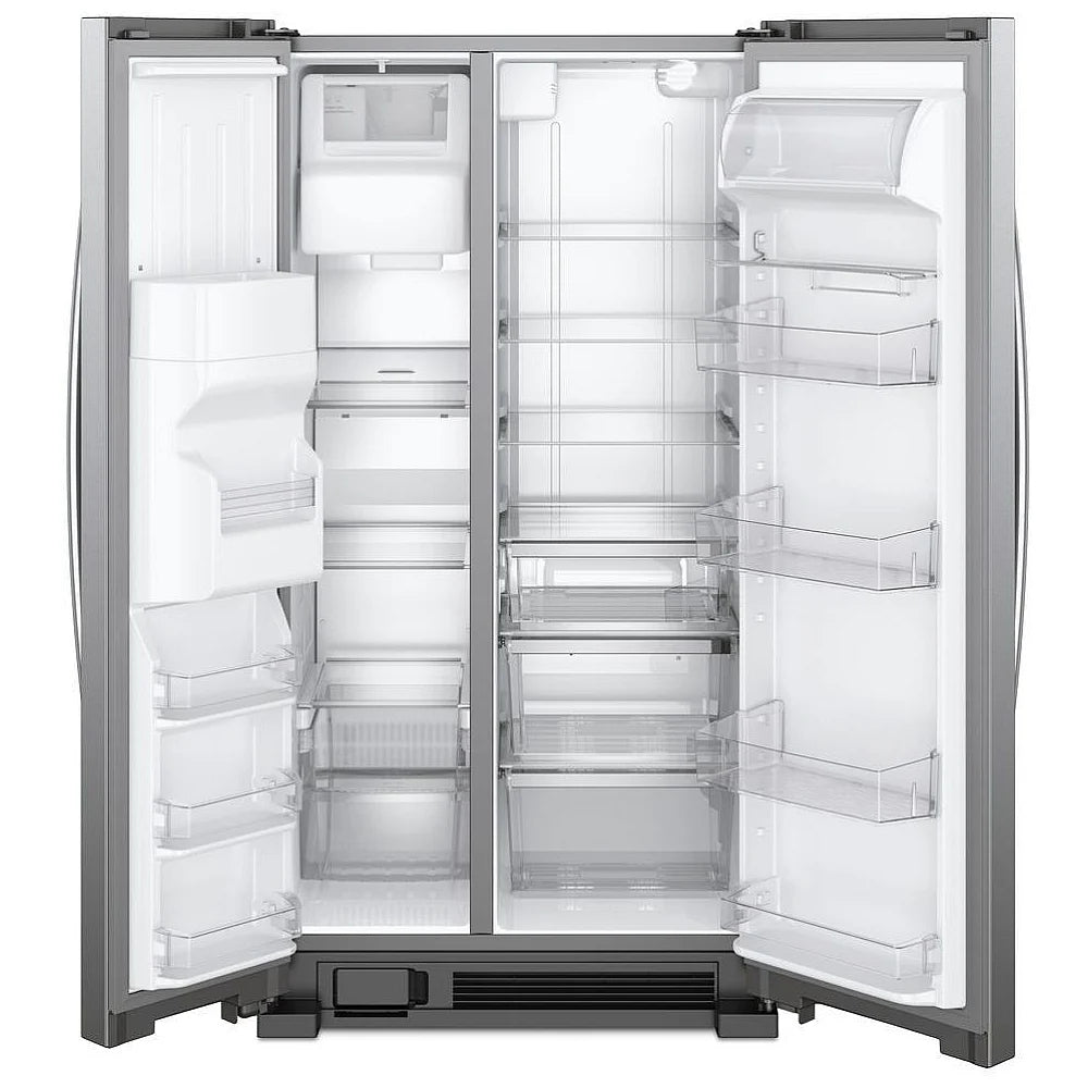 Whirlpool WRS325SDHZ Side by Side Refrigerator, 36 inch Width, Ice Dispenser (Thru Door), Water Dispenser (Exterior), 25 cu. ft. Capacity, Stainless Steel color REFURBISEHED 1 YEAR WARRANTY