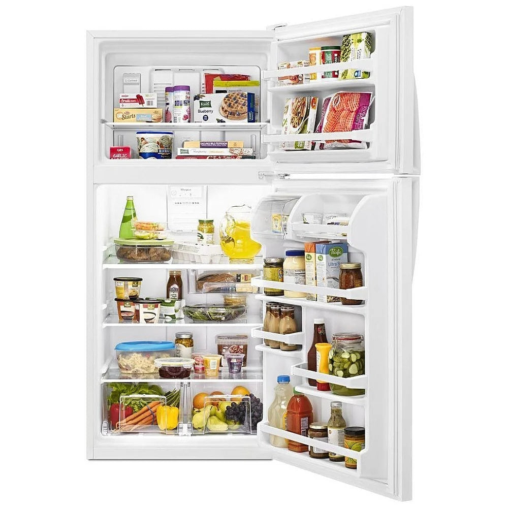 Whirlpool WRT318FZDW Top Freezer Refrigerator, 30 inch Width, 18.2 cu. ft. Capacity, Optional Ice Maker (Special Order), White colour