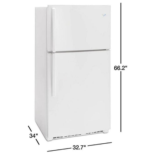 Whirlpool WRT541SZDW Top Freezer Refrigerator, 33 inch Width, 21.3 cu. ft. Capacity, Optional Ice Maker (Special Order), White color REFURBISHED 1 YEAR WARRANTY