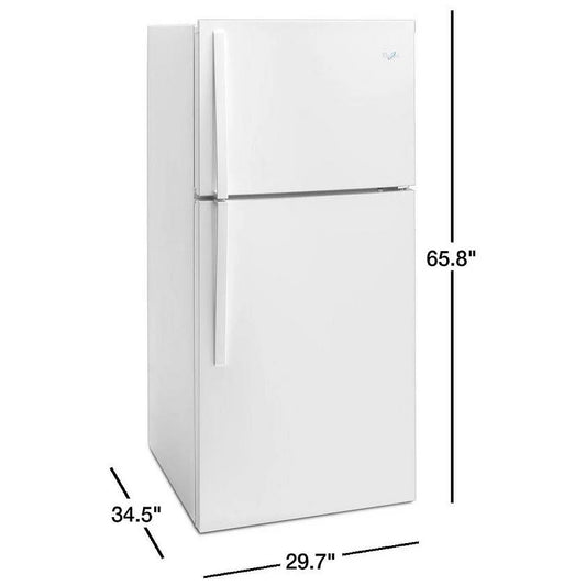 Whirlpool WRT549SZDW Top Freezer Refrigerator, 30 inch Width, ENERGY STAR Certified, 19.2 cu. ft. Capacity, Optional Ice Maker (Special Order), White color