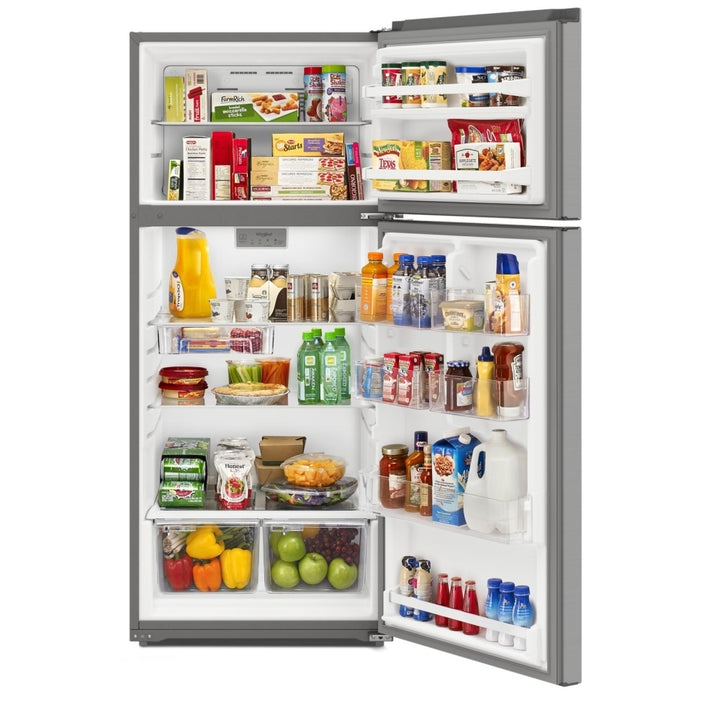 Whirlpool WRTX5028PM Top Freezer Refrigerator, 28 inch Width, 16.3 cu. ft. Capacity, Optional Ice Maker (Special Order), ENERGY STAR Certified, Stainless Steel colour