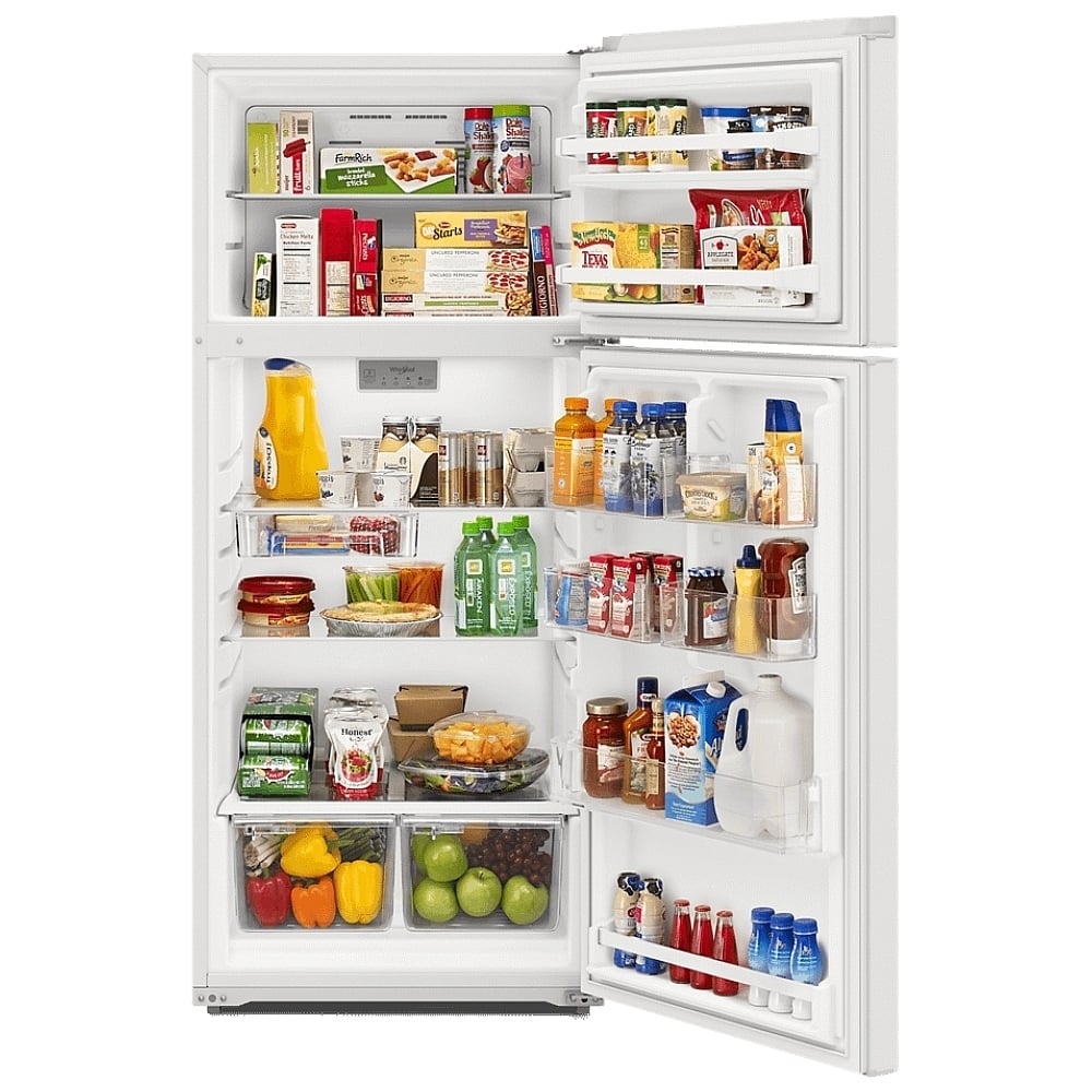 Whirlpool WRTX5328PW Top Freezer Refrigerator, 28 inch Width, ENERGY STAR Certified, 16.3 cu. ft. Capacity, Optional Ice Maker (Special Order), Counter Depth, White color