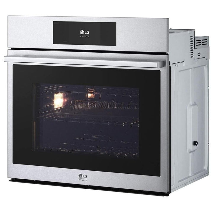 LG Studio WSES4728F Single Wall Oven, 30 inch Exterior Width, True Convection, 4.7 cu. ft. Capacity, Air Fry, Stainless Steel colour InstaView Window, Telescopic Gliding Extension Rack, Soft Close Door, True European Convection, Steam Sous Vide, Air Fry