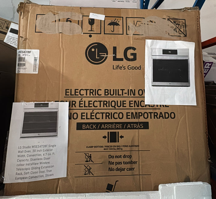 LG Studio WSES4728F Single Wall Oven, 30 inch Exterior Width, True Convection, 4.7 cu. ft. Capacity, Air Fry, Stainless Steel colour InstaView Window, Telescopic Gliding Extension Rack, Soft Close Door, True European Convection, Steam Sous Vide, Air Fry