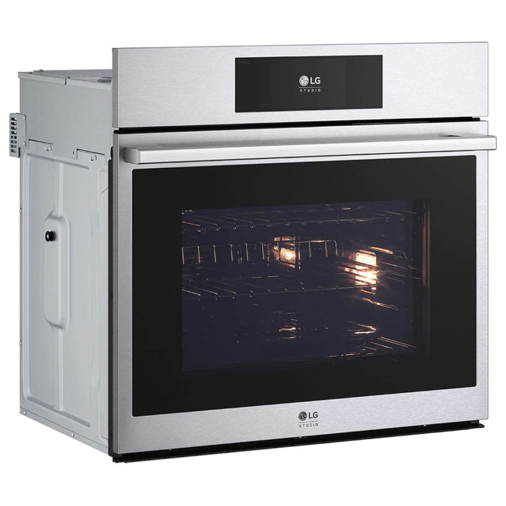 LG Studio WSES4728F Single Wall Oven, 30 inch Exterior Width, True Convection, 4.7 cu. ft. Capacity, Air Fry, Stainless Steel colour InstaView Window, Telescopic Gliding Extension Rack, Soft Close Door, True European Convection, Steam Sous Vide, Air Fry