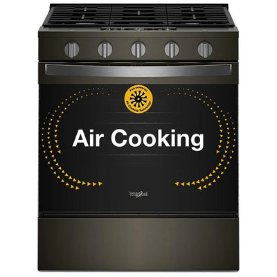 Whirlpool WSGS5030SV Gas Range, 5 cu. ft. Capacity, 30 inch Exterior Width, Steam & Self Clean, Convection, 5 Burners, Storage Drawer, Air Fry, 18,000 BTU Highest Burner, Black Stainless colour, SpeedHeat™ Burner