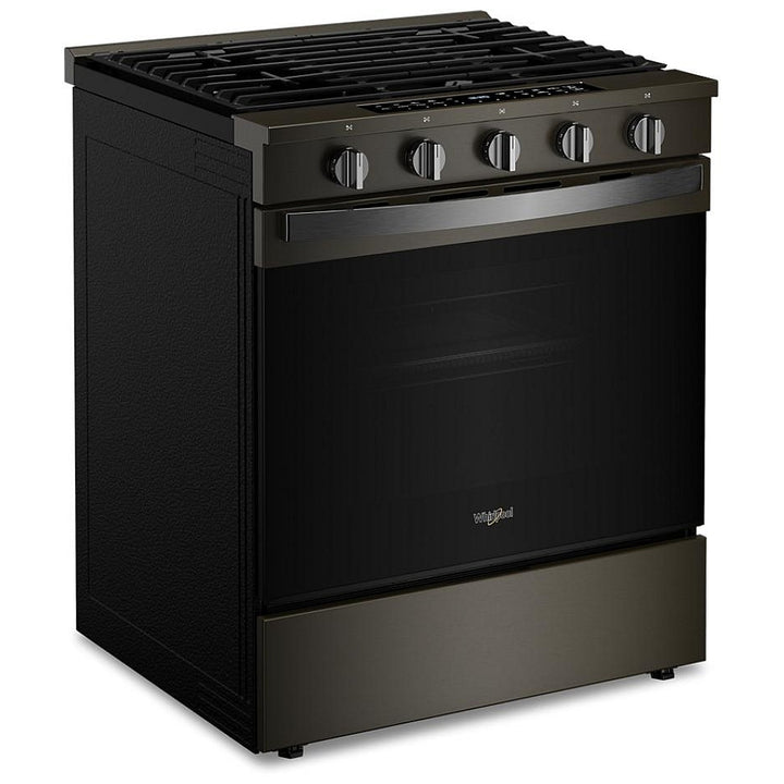 Whirlpool 30" 5.0 Cu. Ft. True Convection 5-Burner Slide-In Gas Air Fry Range (WSGS7530RV) - Black-on-Stainless