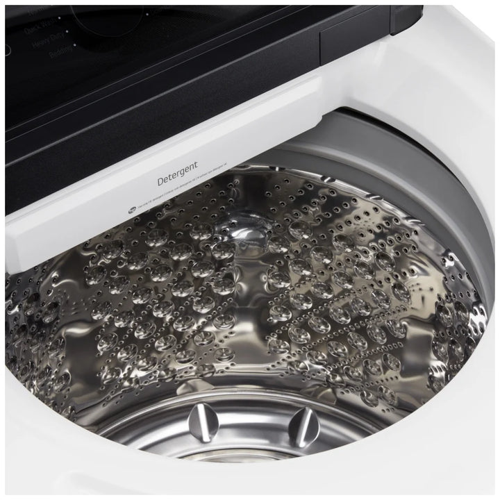 LG Top Load Washer, ENERGY STAR Certified, 6.1 cu. ft. Washer Capacity, 8 Wash Cycles, 5 Temperature Settings, 950 RPM Washer Spin Speed, Impeller, Wifi Enabled, White colour WT8400CW