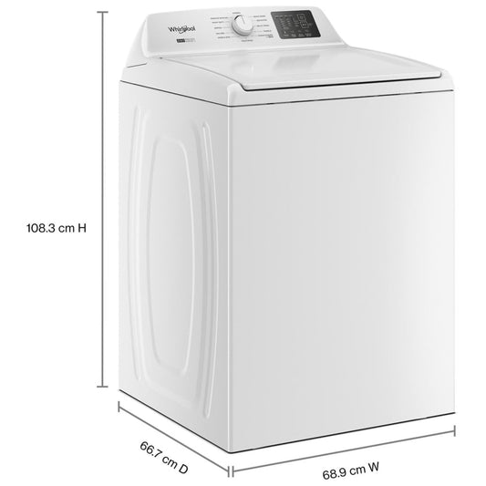Whirlpool WTW4107SW Top Load Washer, 27 inch Width, 4.8 cu. ft. Washer Capacity, 12 Wash Cycles, 5 Temperature Settings, 700 RPM Washer Spin Speed, Agitator & Impeller, White color Category: Top Load Washers