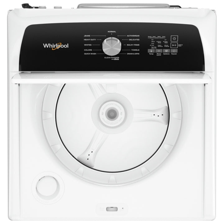 Whirlpool WTW5015LW Top Load Washer, 5.2 cu. ft. Washer Capacity, 12 Wash Cycles, 5 Temperature Settings, 770 RPM Washer Spin Speed, White colour (Contains Agitator), Water Faucet