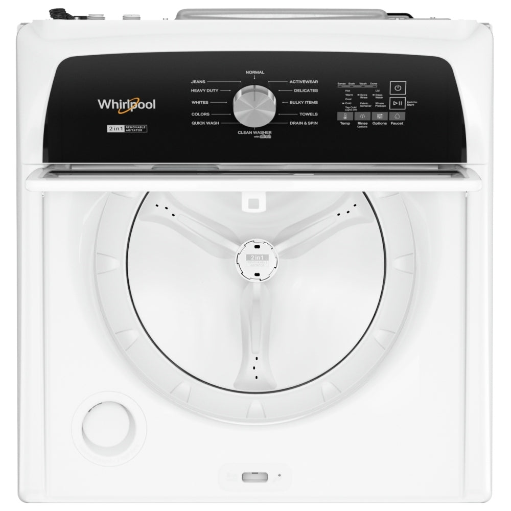 Whirlpool WTW5057LW Top Load Washer, 27 inch Width, 5.5 cu. ft. Washer Capacity, 770 RPM Washer Spin Speed, 12 Wash Cycles, 5 Temperature Settings, White colour (2-in-1 Removable Agitator),Water Faucet