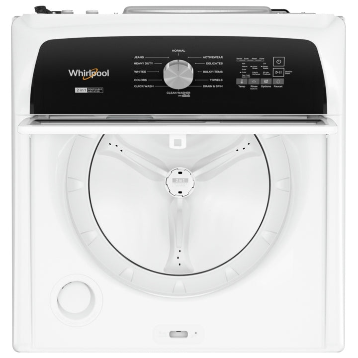 Whirlpool WTW5057LW Top Load Washer, 27 inch Width, 5.5 cu. ft. Washer Capacity, 770 RPM Washer Spin Speed, 12 Wash Cycles, 5 Temperature Settings, White colour (2-in-1 Removable Agitator),Water Faucet