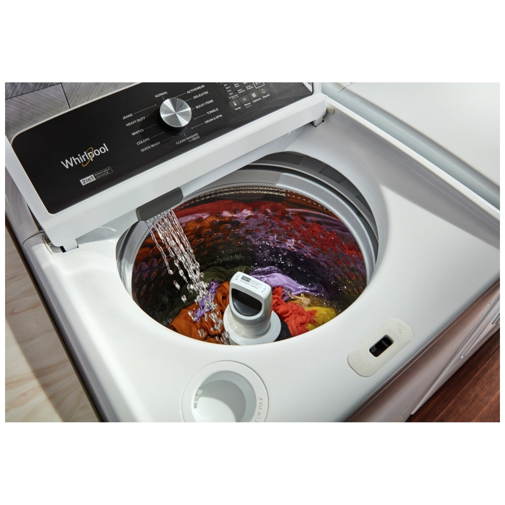 Whirlpool WTW5057LW Top Load Washer, 27 inch Width, 5.5 cu. ft. Washer Capacity, 770 RPM Washer Spin Speed, 12 Wash Cycles, 5 Temperature Settings, White colour (2-in-1 Removable Agitator),Water Faucet