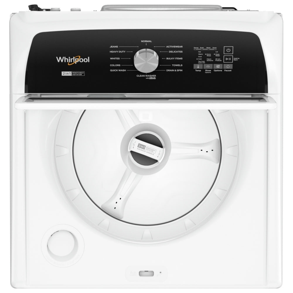 Whirlpool WTW5057LW Top Load Washer, 27 inch Width, 5.5 cu. ft. Washer Capacity, 770 RPM Washer Spin Speed, 12 Wash Cycles, 5 Temperature Settings, White colour (2-in-1 Removable Agitator),Water Faucet