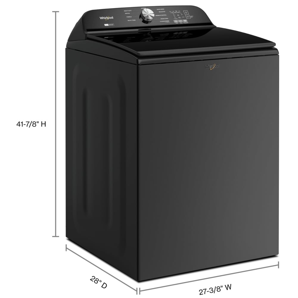 Whirlpool WTW6157PB Top Load Washer, 27 inch Width, 6.1 cu. ft. Washer Capacity, 10 Wash Cycles, 5 Temperature Settings, 850 RPM Washer Spin Speed, ENERGY STAR Certified, Agitator & Impeller 2-in-1 Removable Agitator, Soft Close Lid