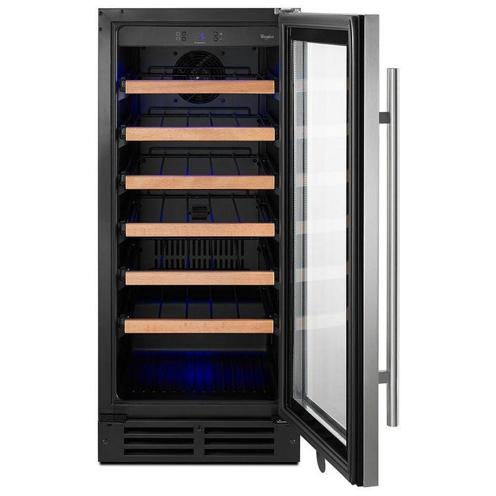 Whirlpool WUW35X15DS Compact Wine Cooler Under Counter Wine Refrigeration, 15 inch Width, 34 Wine Bottle Capacity, Stainless Steel colour