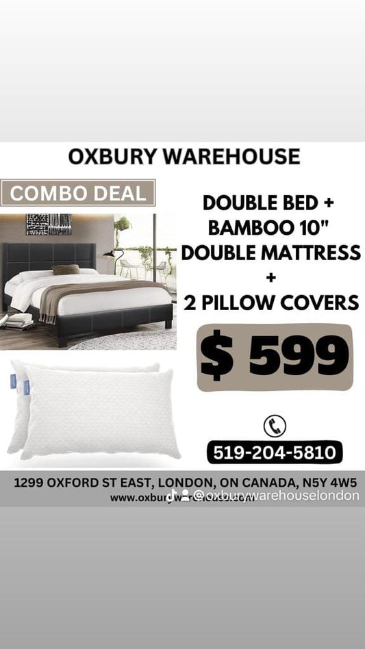 DOUBLE BED WITH 10" MATTRESS PLUS PILLOW FREE