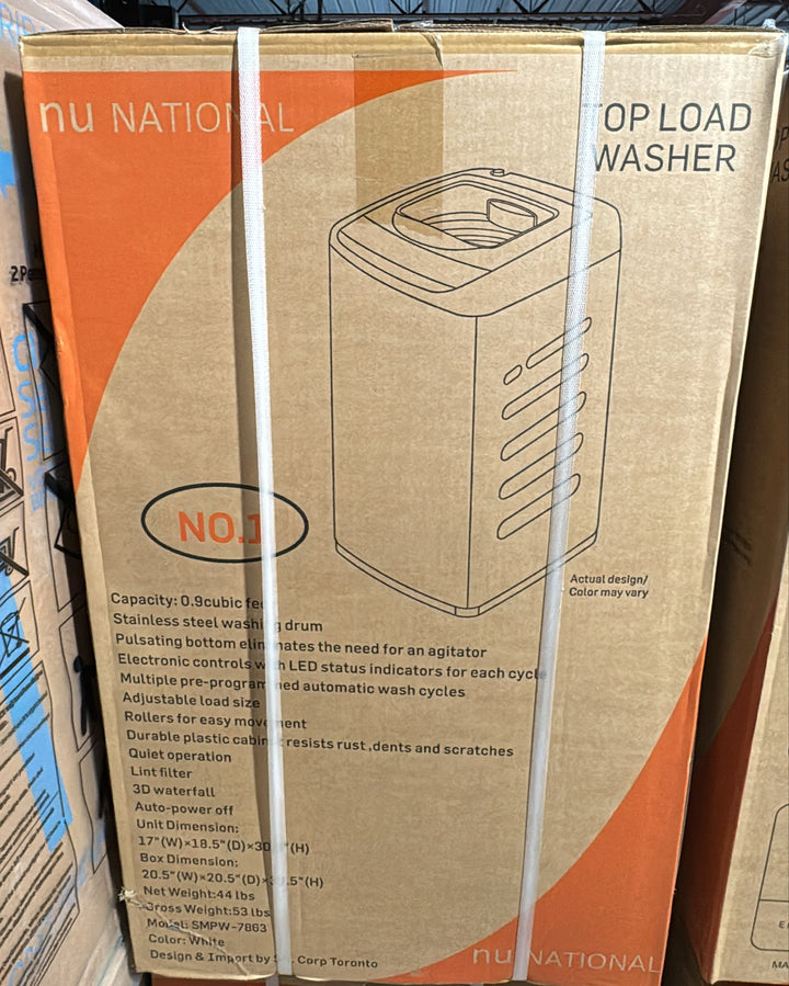 NU National 0.9 Cu. Ft. Top Load Washer - Model: SMPW-7863