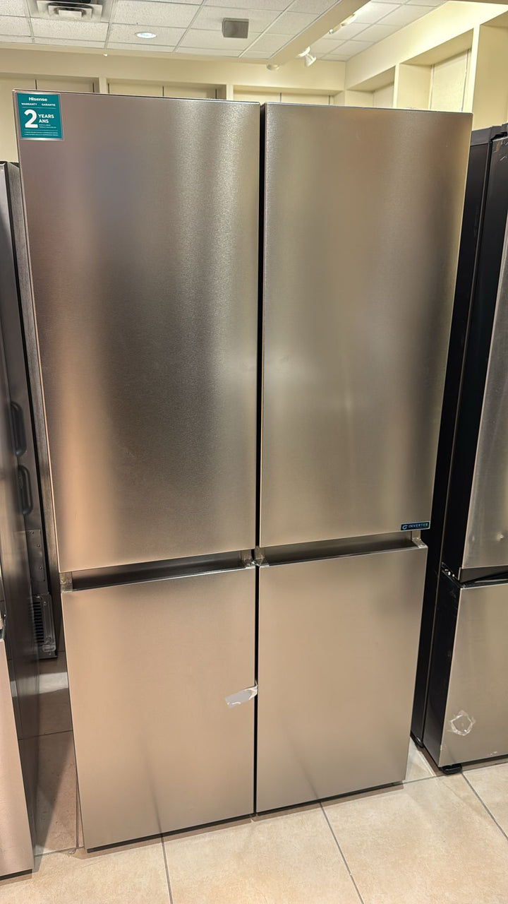 Hisense RQ22N6ASD French Door Refrigerator, 36 inch Width, Counter Depth, 21.5 cu. ft. Capacity, Stainless Steel Look colour Pure Flat Design