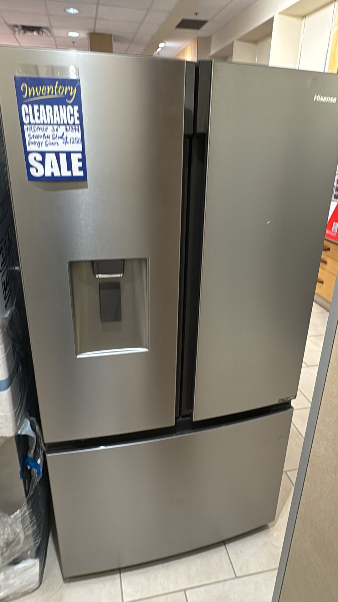 Hisense RF208N6CSE French Door Refrigerator, 36 inch Width, ENERGY STAR Certified, Counter Depth, 21.1 cu. ft. Capacity, Stainless Steel colour