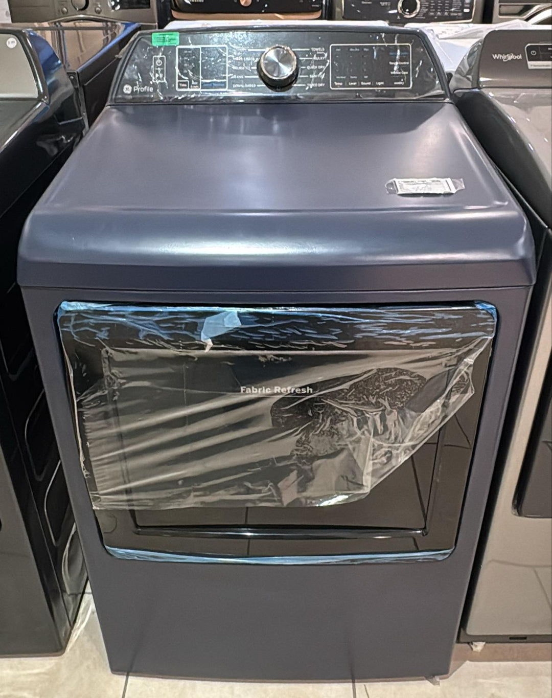 GE Profile PTD90EBMTRS Electric Dryer, 7.3 cu. ft. Dryer Capacity, 12 Dry Cycles, Steam Clean, 5 Temperature Settings, Vented, Wifi Enabled, Sapphire Blue colour