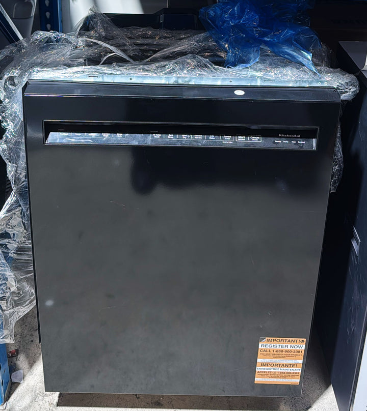 KitchenAid KDFE204KBL Dishwasher, 24 inch Exterior Width, 39 dB Decibel Level, Full Console, Stainless Steel (Interior), 5 Wash Cycles, 13 Capacity (Place Settings), Black colour SatinGlide Racks