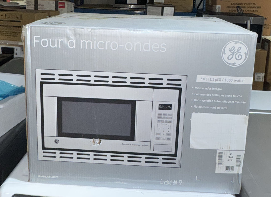 GE JE1140STC Built In Microwave, 20 inch Exterior Width, 1.1 cu. ft. Capacity, 1,100 W Watts, Stainless Steel colour