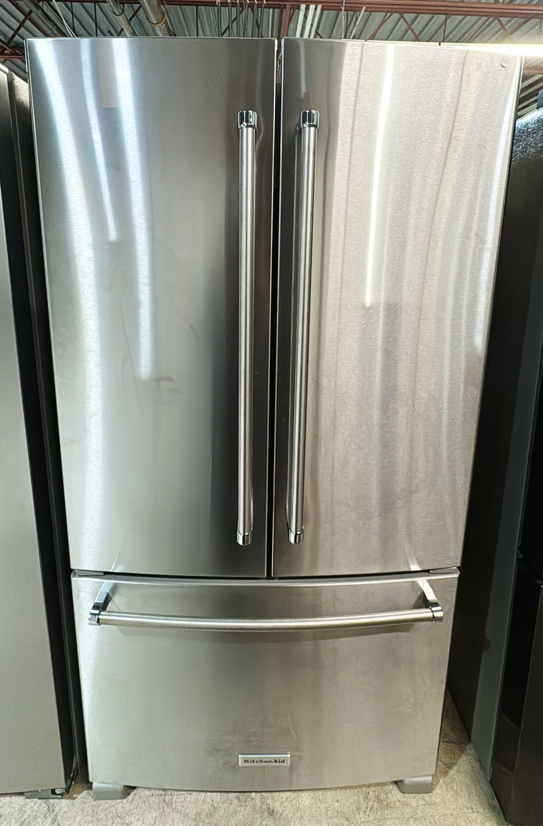 KitchenAid 36" 20 Cu. Ft. French Door Refrigerator w/ Water Dispenser (KRFC136SPS) - PrintShield Stainless