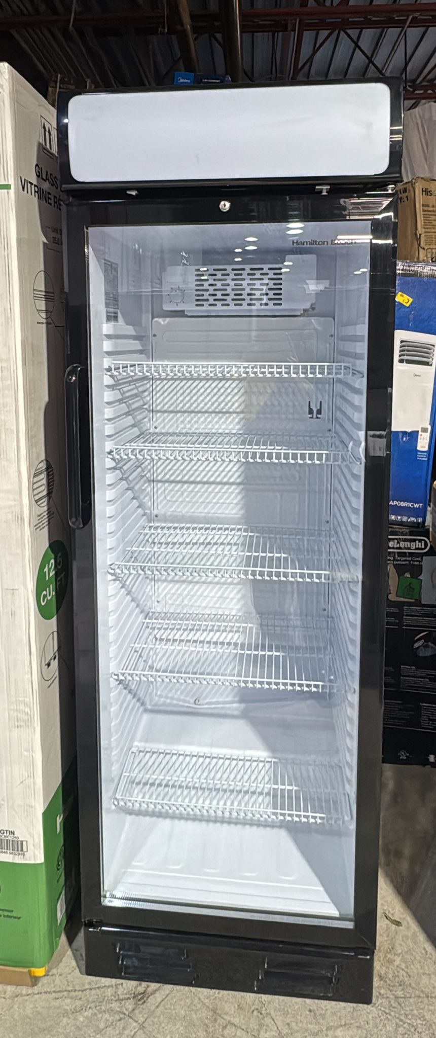 Hamilton Beach, 13.3 Cu.Ft.Commercial Glass Display Refrigerator, Black