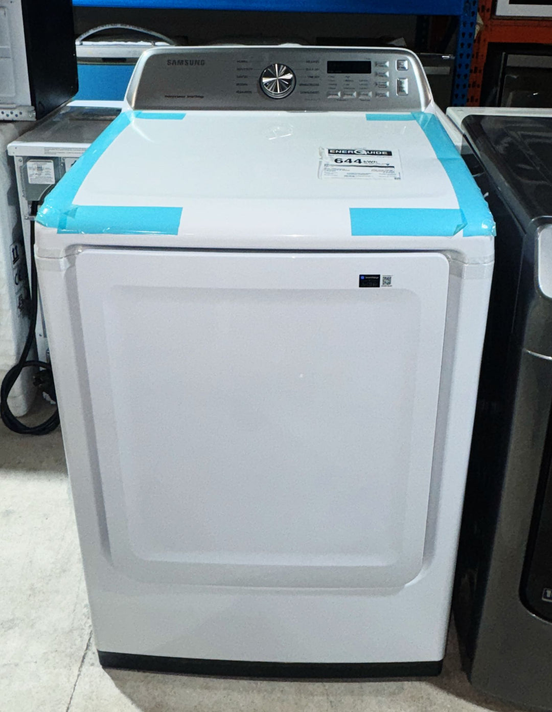 Samsung DVE47CG3500WAC Electric Dryer, 7.4 cu. ft. Dryer Capacity, 10 Dry Cycles, 4 Temperature Settings, Vented, Wifi Enabled, White colour