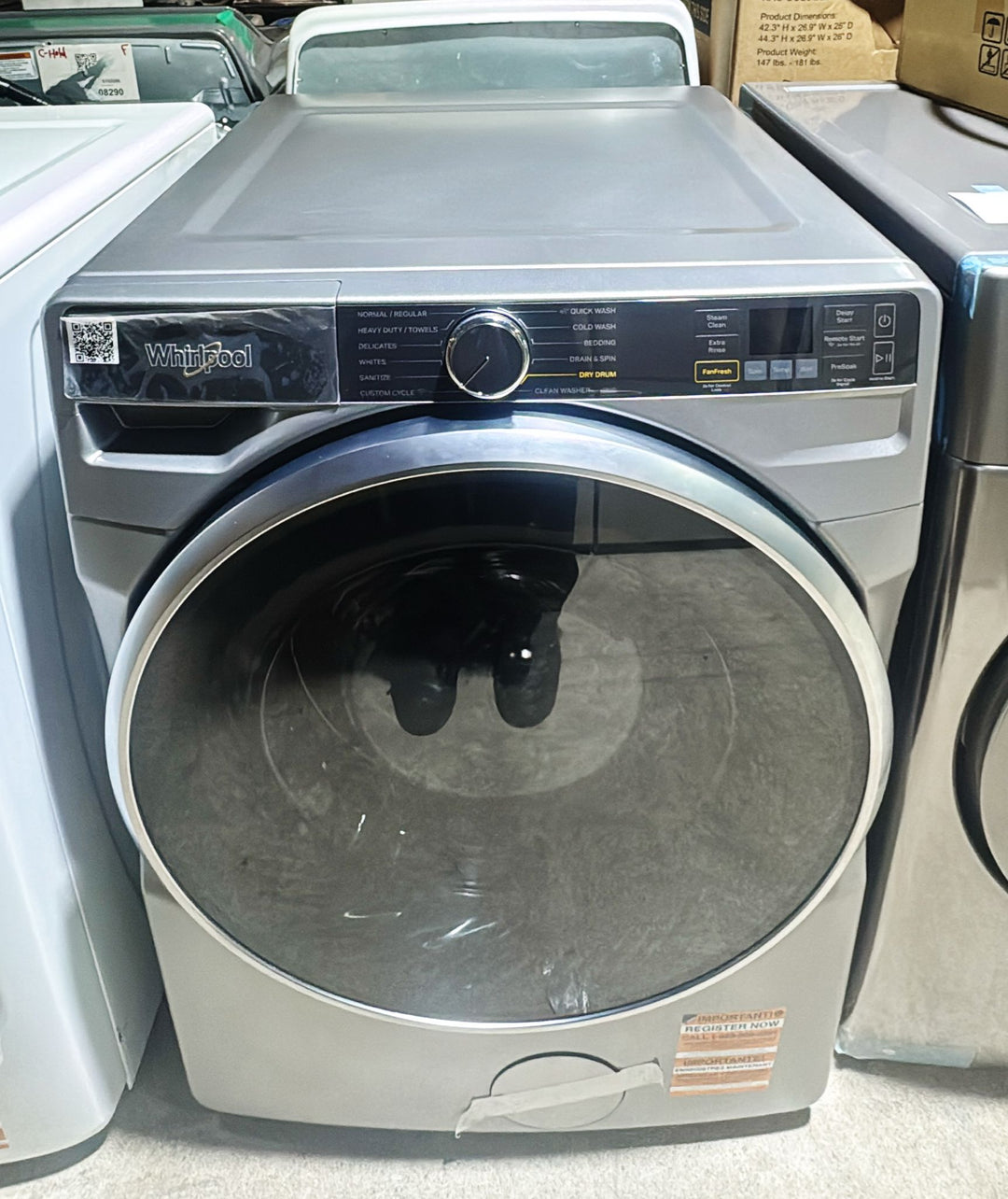 Whirlpool WFW6620HW Front Load Washer, 27 inch Width, ENERGY STAR Certified, 5.2 cu. ft. Capacity, Steam Clean, 37 Wash Cycles, 5 Temperature Settings, Stackable, 1200 RPM Washer Spin Speed, Water Heater, White colour Load & Go XL Plus Dispenser