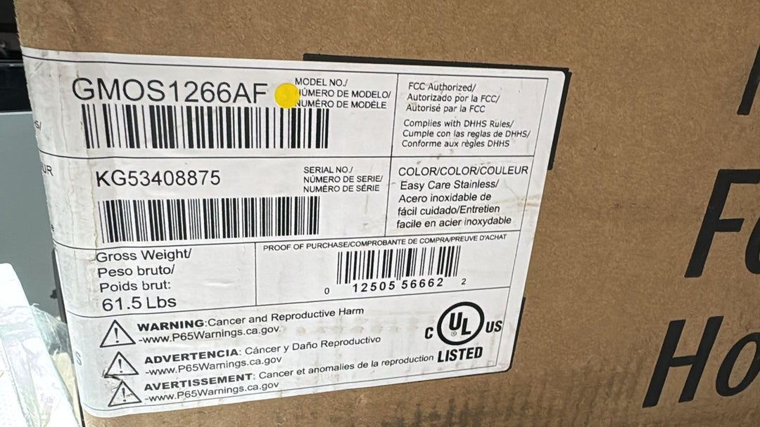 Frigidaire GMOS1266AF Over the Range Microwave, 30 inch Exterior Width, 1.2 cu. ft. Capacity, 400 CFM, 950 W Watts, LED, Stainless Steel colour
