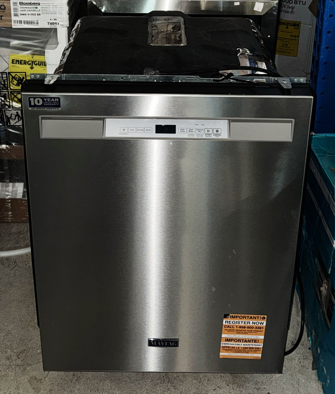 Maytag MDB4949SKZ Dishwasher, 24 inch Exterior Width, 50 dB Decibel Level, Full Console, Stainless Interior, 5 Wash Cycles, 14 Capacity (Place Settings), Hard Food Disposal, 2 Loading Racks, Stainless Steel colour