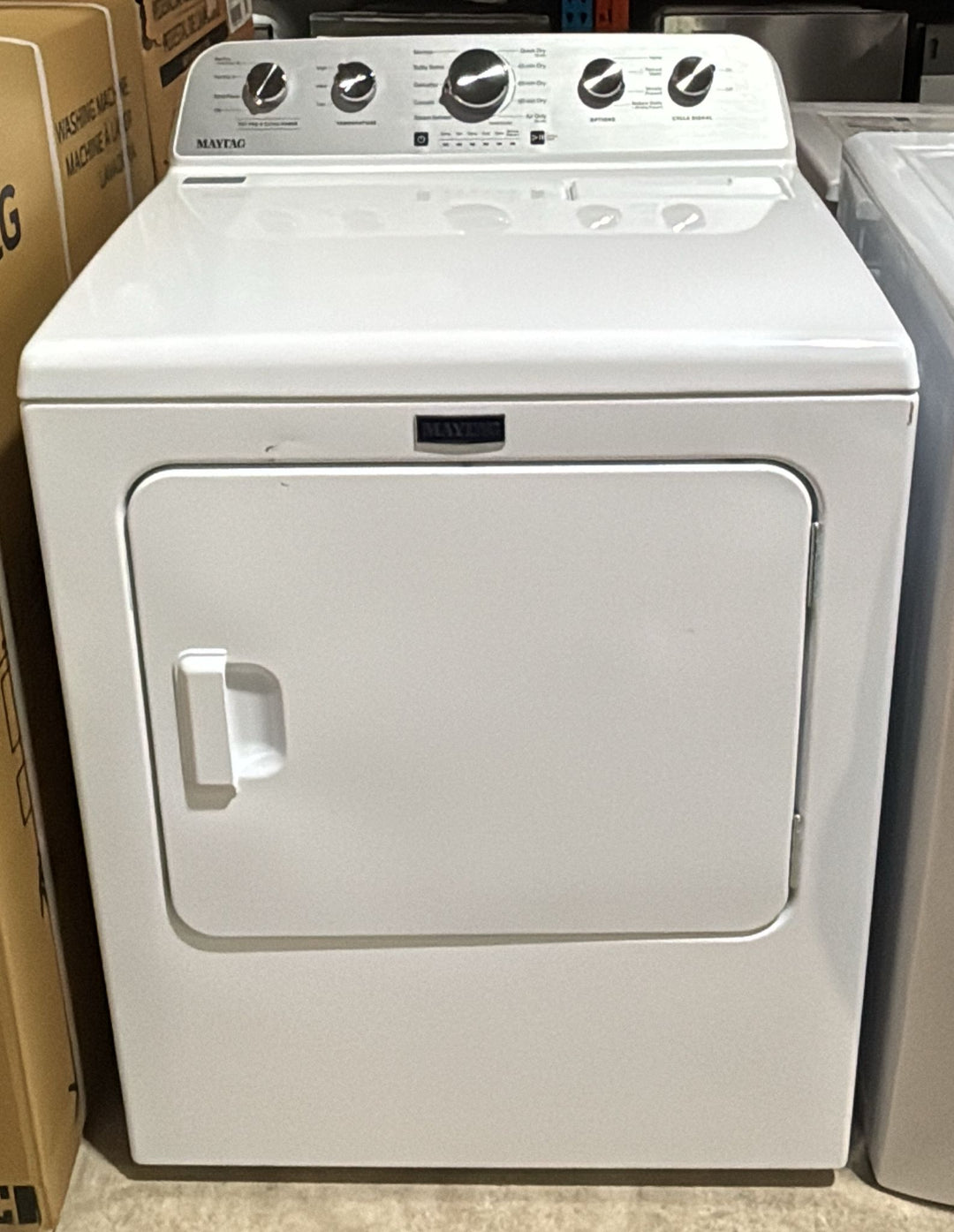 Maytag YMED5605RW Electric Dryer, 7.0 cu. ft. Dryer Capacity, 10 Dry Cycles, Steam Clean, 4 Temperature Settings, Vented, White colour
