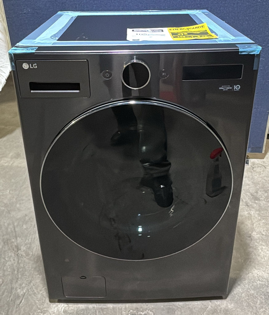 LG WM6700HBA Front Load Washer, 27" Width, ENERGY STAR Certified, 5.8 cu. ft. Capacity, Steam Clean, 25 Wash Cycles, 5 Temperature Settings, Stackable, 1300 RPM Washer Spin Speed, Wifi Enabled, Black Stainless Steel color ez Dispense,