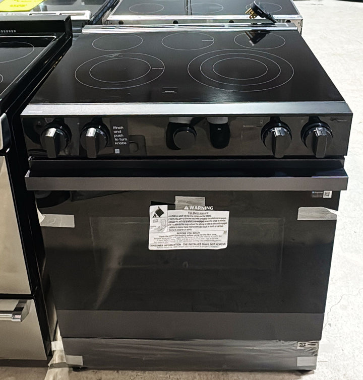 Samsung Bespoke NSE6DG8500MTAC Electric Range, 6.3 cu. ft. Capacity, 30 inch Exterior Width, True Convection, 5 Burners, Storage Drawer, Yes, Self Clean, 3,600 W Highest Element, Black Matte Steel colour True European Convection, Air Sous Vide, Smart Dial