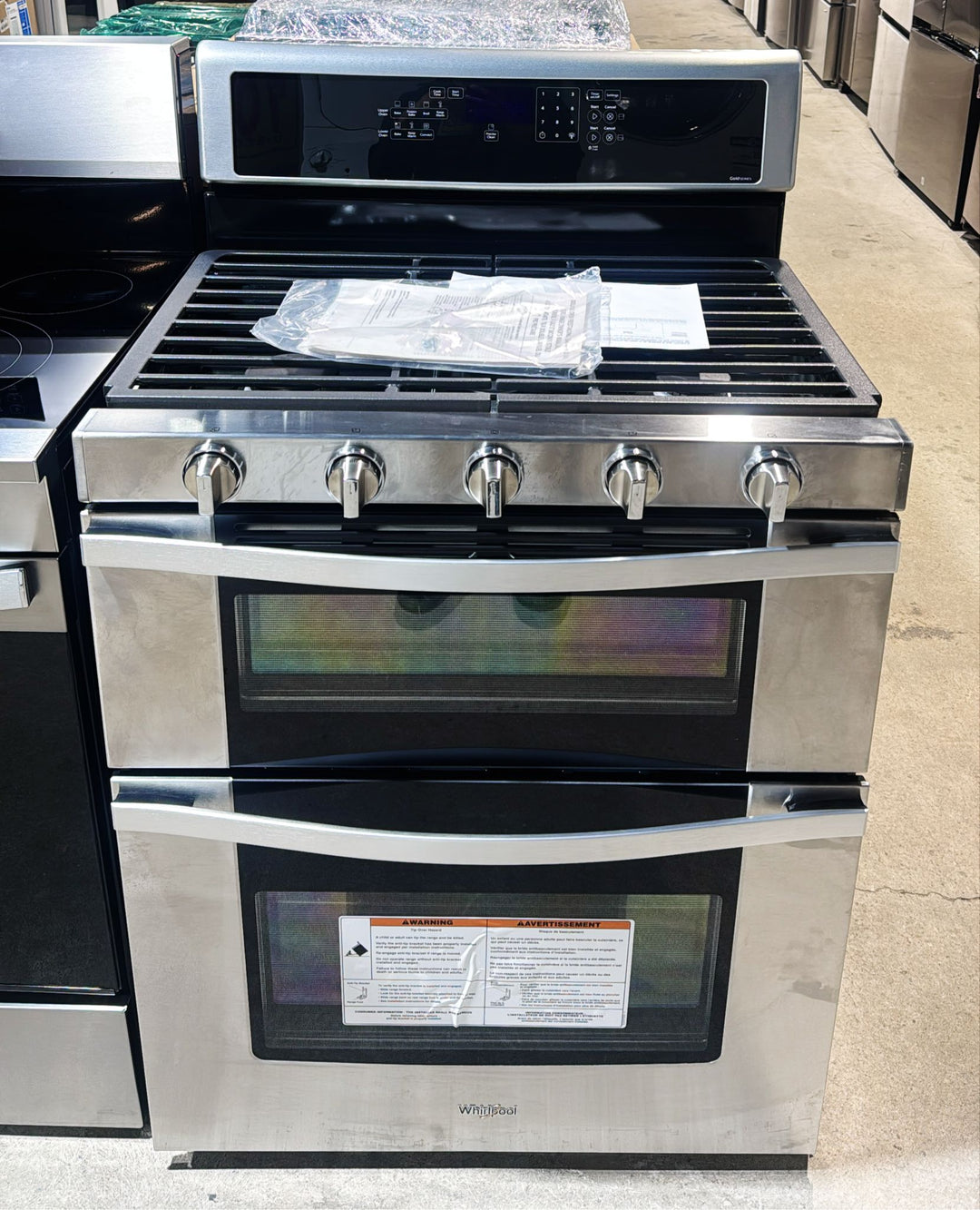 Whirlpool® 6.0 Cu. Ft. Gas Double Oven Range with Center Oval Burner WGG745S0FS10