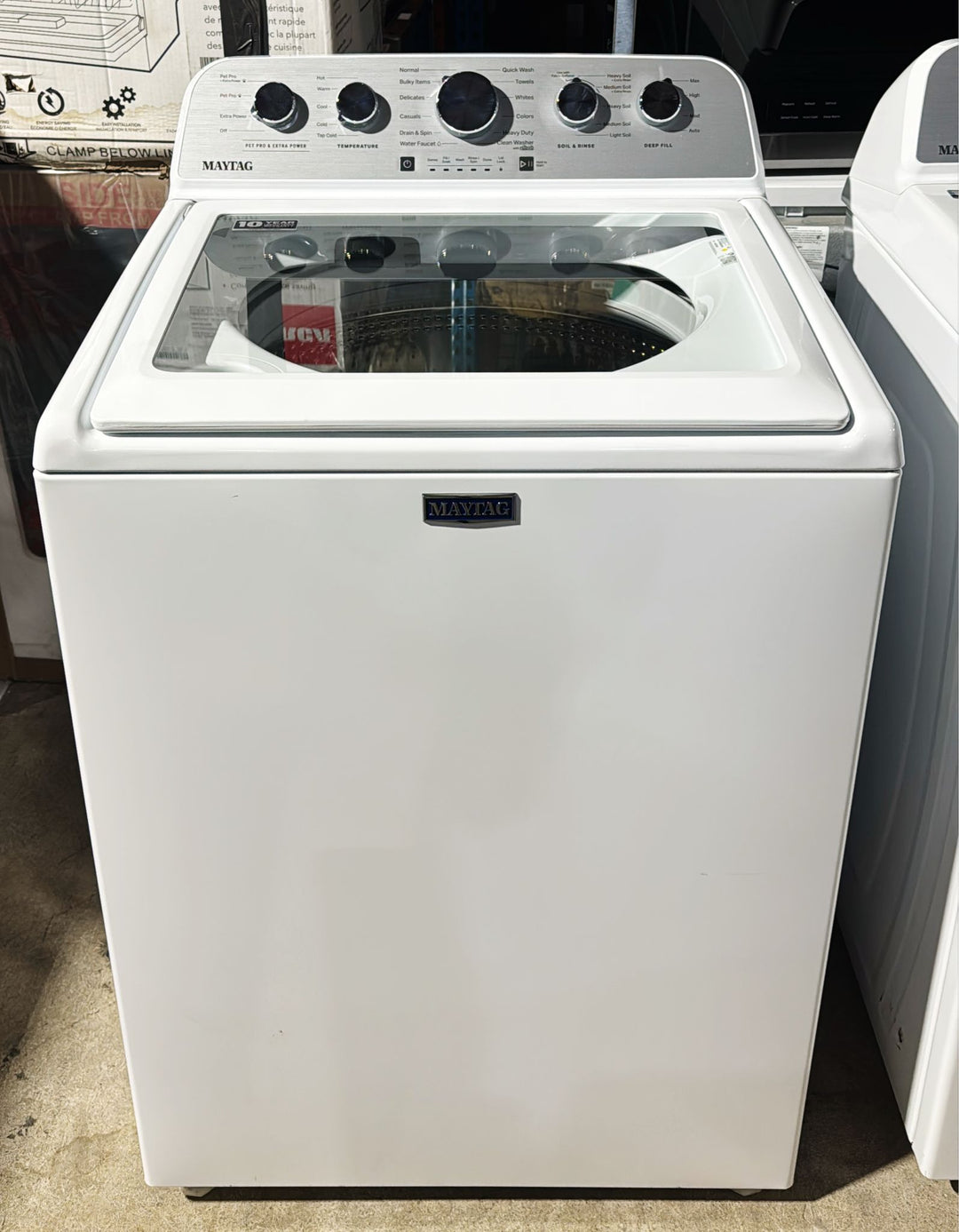 Maytag MTW5605RW Washer, 27 inch Width, 5.4 cu. ft. Washer Capacity, 11 Wash Cycles, 3 Temperature Settings, 750 RPM Washer Spin Speed, White colour