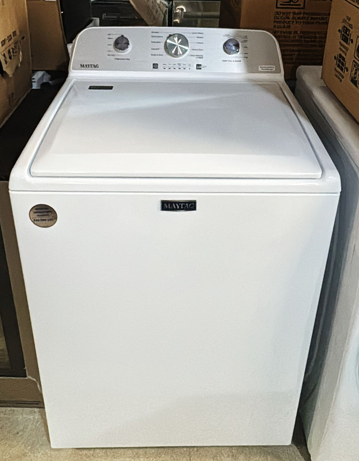 Maytag MVW4505MW Top Load Washer, 28 inch Width, 5.2 cu. ft. Washer Capacity, 770 RPM Washer Spin Speed, 11 Wash Cycles, 5 Temperature Settings, White colour Contains Agitator