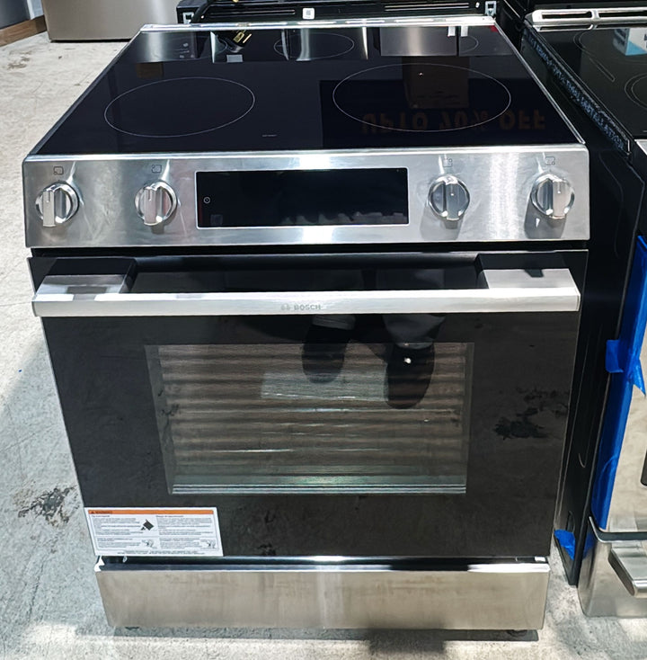 Bosch 100 Series HEF1050MC Electric Range, 5.8 cu. ft. Capacity, 30 inch Exterior Width, Convection, Storage Drawer, Yes, Self Clean, 3,000 W Highest Element, Stainless Steel colour