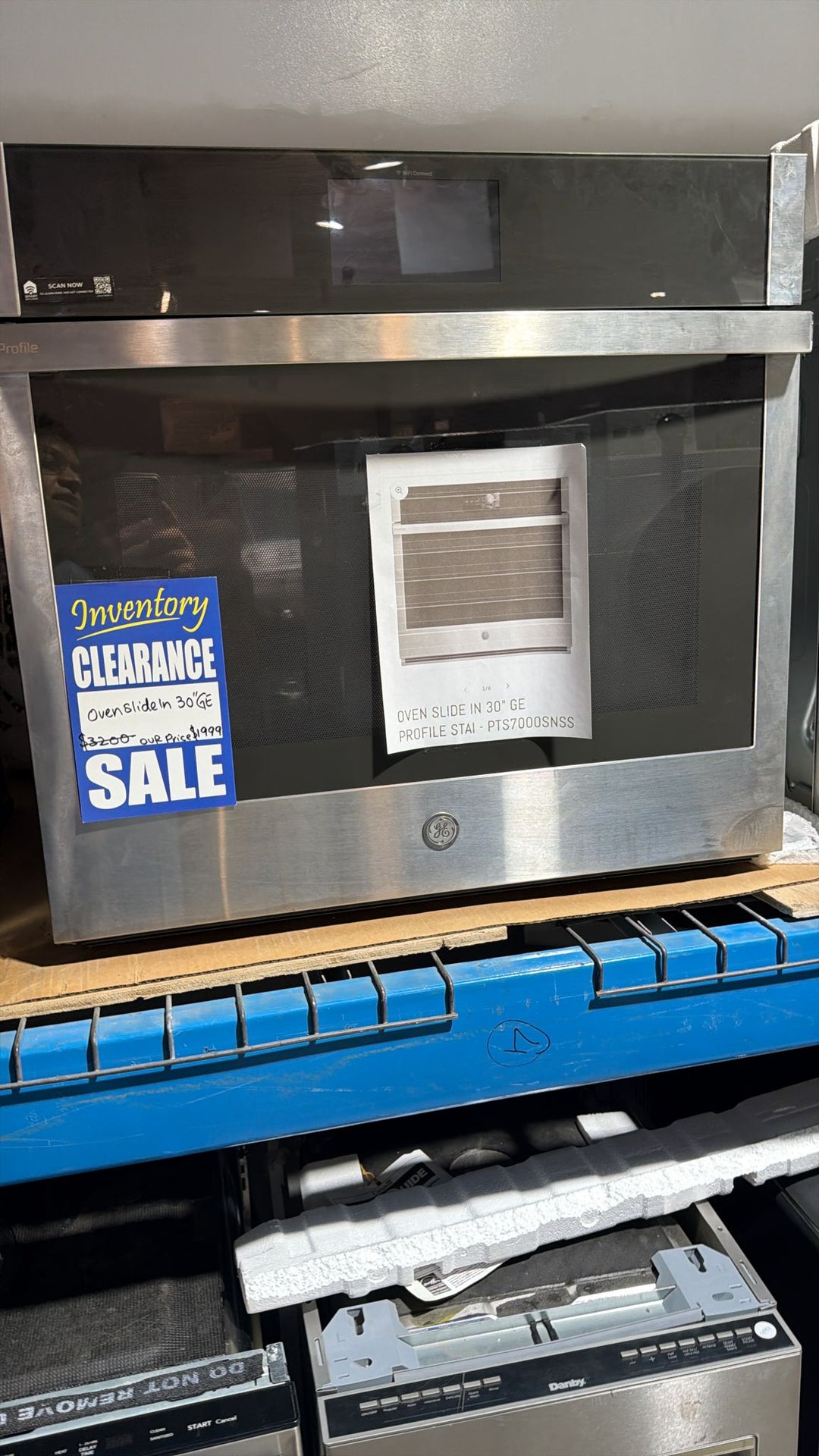 GE Profile PTS7000SNSS Single Wall Oven, 30 inch Exterior Width, True Convection, Self Clean, 5 cu. ft. Capacity, Temperature Probe, Wifi Enabled, Air Fry, Stainless Steel colour Air Fry;Telescopic Gliding Extension Rack, True European Convection