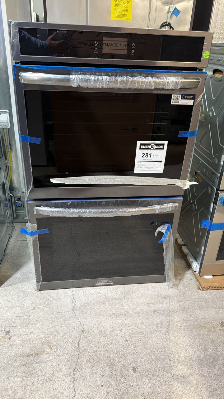 Frigidaire Gallery GCWD3067AF Double Wall Oven, 30 inch Exterior Width, Convection, Self Clean, 10.6 cu. ft. Capacity, Temperature Probe, Air Fry, Stainless Steel colour True European Convection, Air Fry, Steam Cooking, Telescopic Gliding Extension Rack