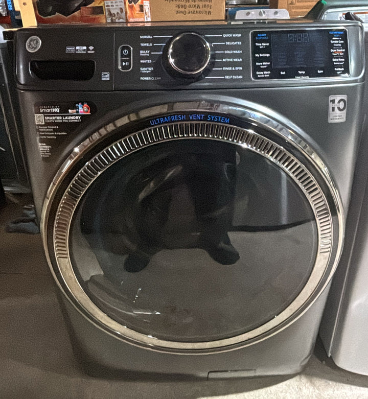 GE GFW655SPVDS Front Load Washer, 28 inch Width, 5.8 cu. ft. Washer Capacity, 1,300 RPM Washer Spin Speed, 12 Wash Cycles, 5 Temperature Settings, Steam Clean, ENERGY STAR Certified, Wifi Enabled, Graphite colour