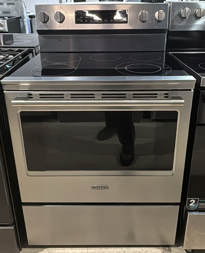 Maytag YMFES7030SZ Electric Range, 5.3 cu. ft. Capacity, 30 inch Exterior Width, Convection, 5 Burners, Storage Drawer, Air Fry, Self Clean, 3,000 W Highest Element, FingerPrint Resistant
