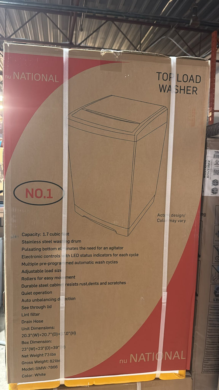 NU National SMW-7866 1.7 Cu Ft Top Load Washer White | Oxbury Warehouse