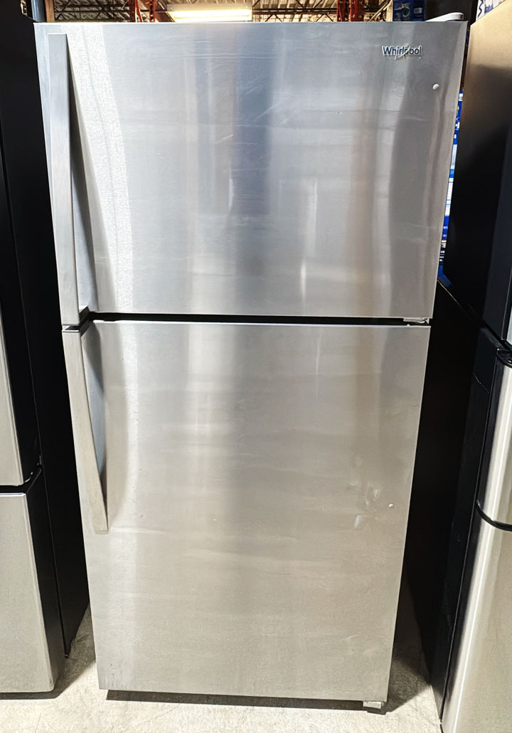 Whirlpool WRT148FZDM Top Freezer Refrigerator, 30 inch Width, 18.20 cu. ft. Capacity, Optional Ice Maker (Special Order), ENERGY STAR Certified, Stainless Steel colour