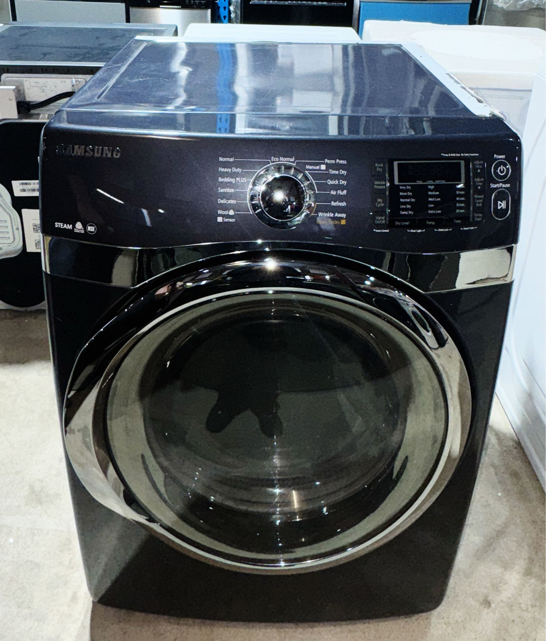 Samsung DV455EVGSGR Dryer, 27 inch Width, 7.5 cu. ft. Capacity, 5 Temperature Settings, Stackable, Steel Drum, Charcol colour